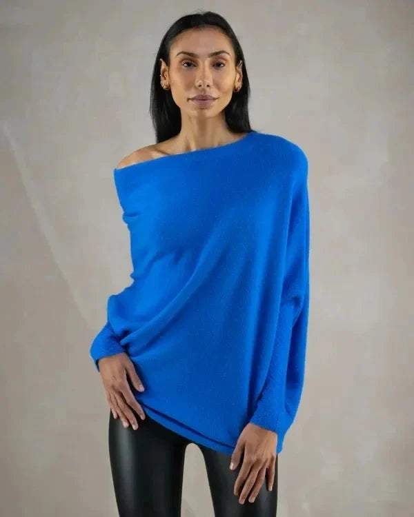 Paulina Asymmetrical Draped Knit Sweater