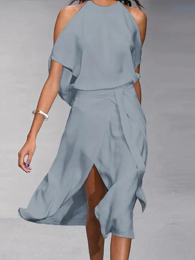 Chic Dress Featuring Stylish Shoulder Cutouts