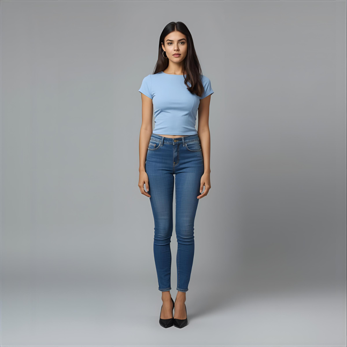 AZURIA | Blue Fitted Casual Stylish T-Shirt