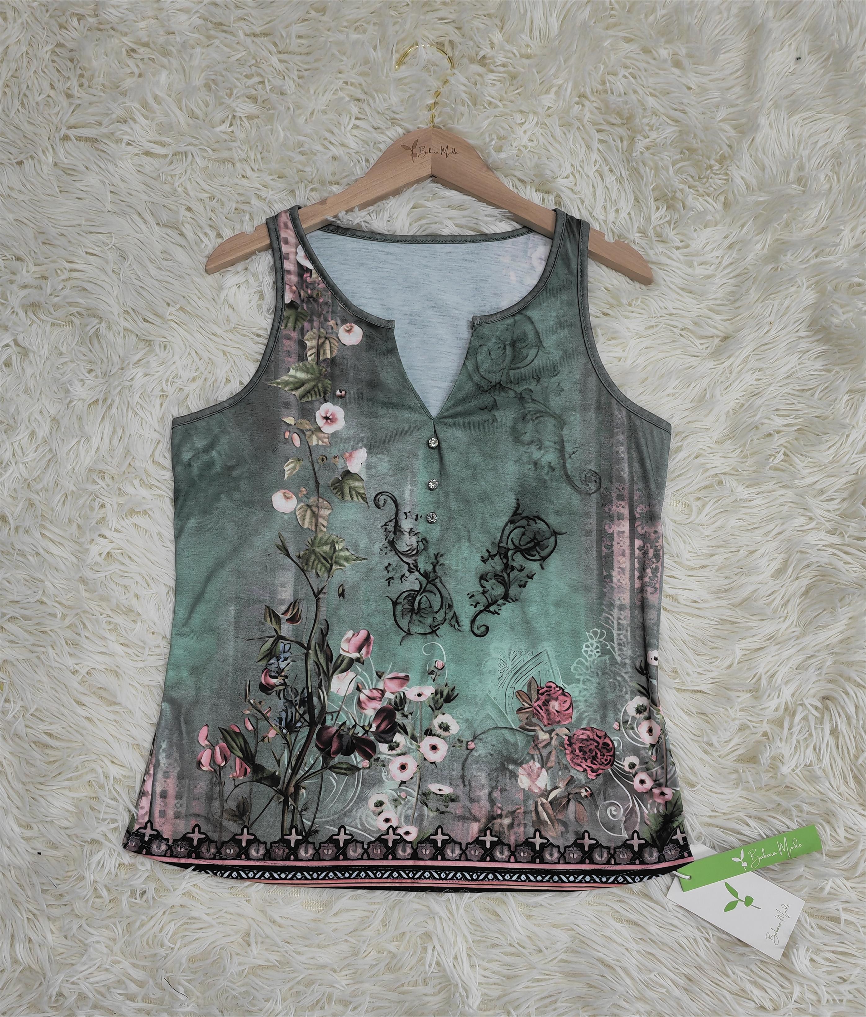 Watercolor Floral Print Sleeveless Tank Top