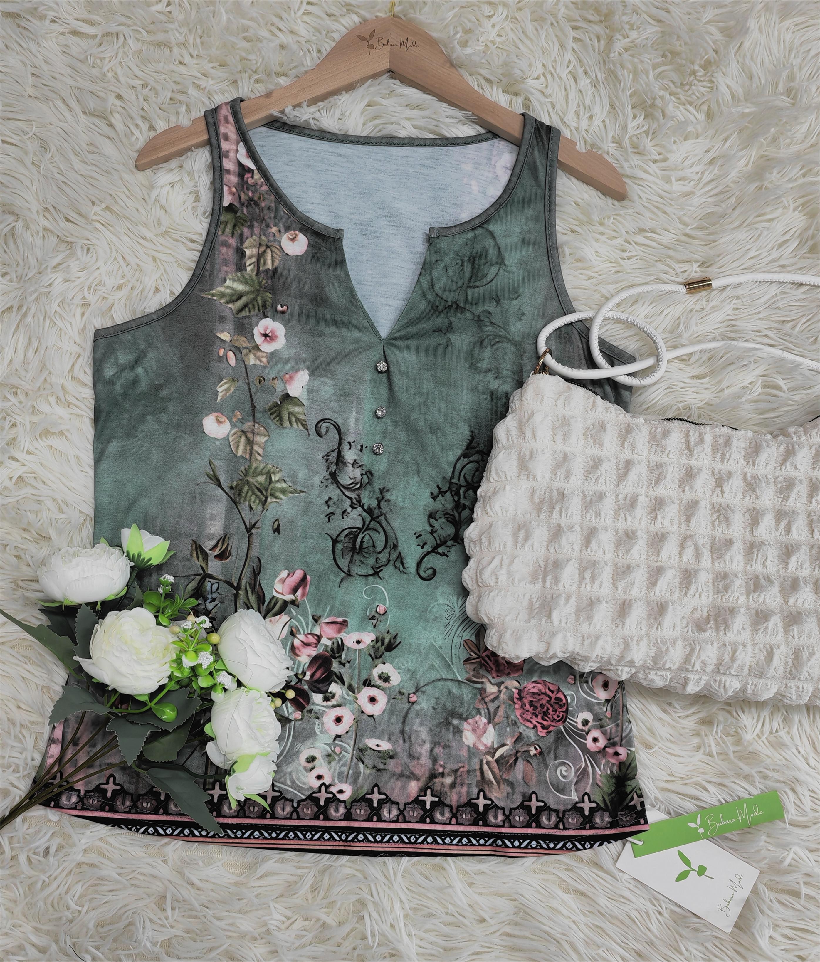 Watercolor Floral Print Sleeveless Tank Top