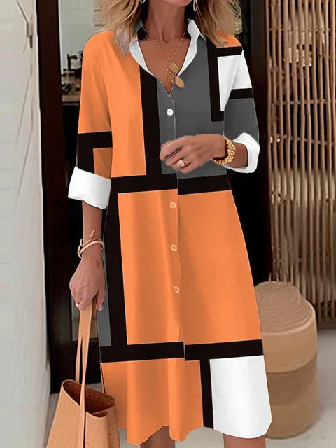 Chic Button-Up Dress Featuring Elegant Accents