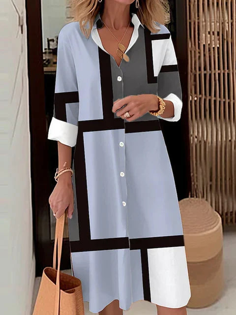 Chic Button-Up Dress Featuring Elegant Accents