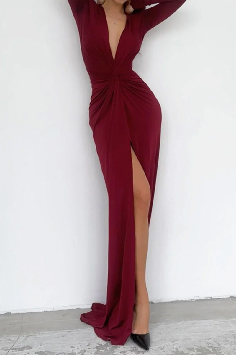 Chloé - Sophisticated V-Neck Dress with Pleated Neckline