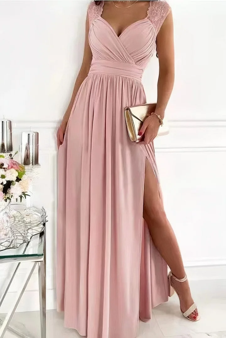 Lace Sleeveless Dress with Hem and Back Cutout Details