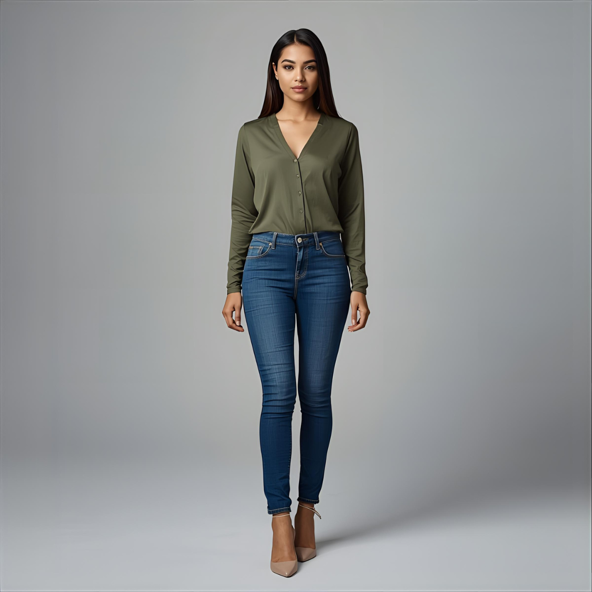 VERIDIA | Green Elegant Stylish Button-Up Shirt