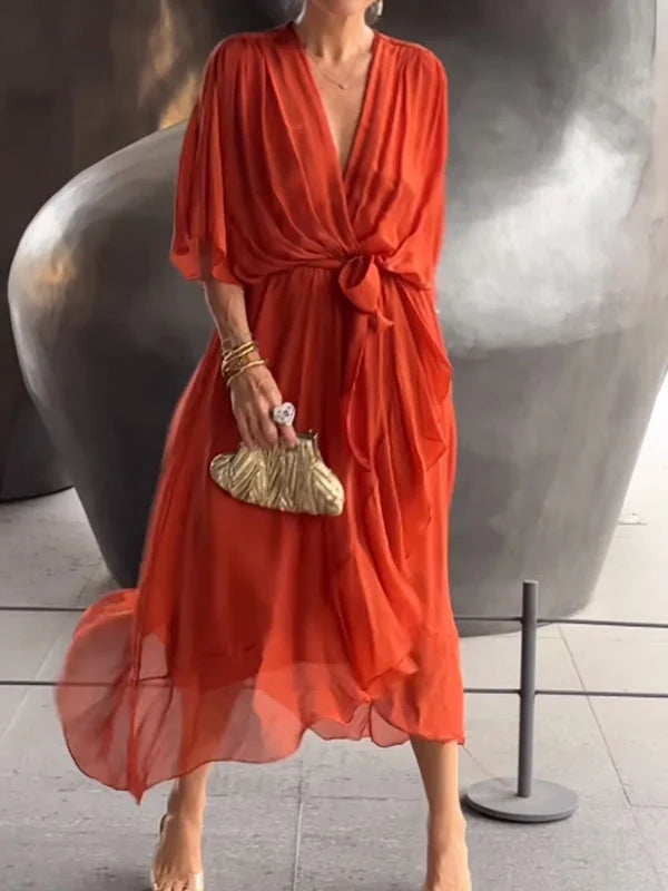 Chic V-Neck Chiffon Gown