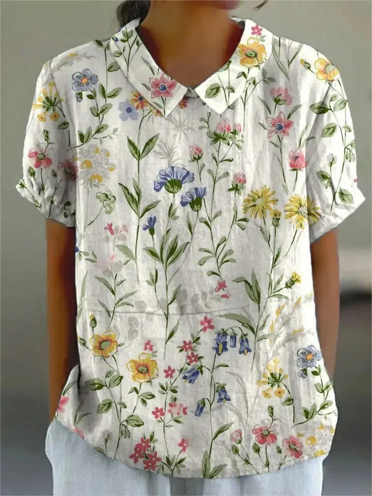 Floral Print Cotton Blouse