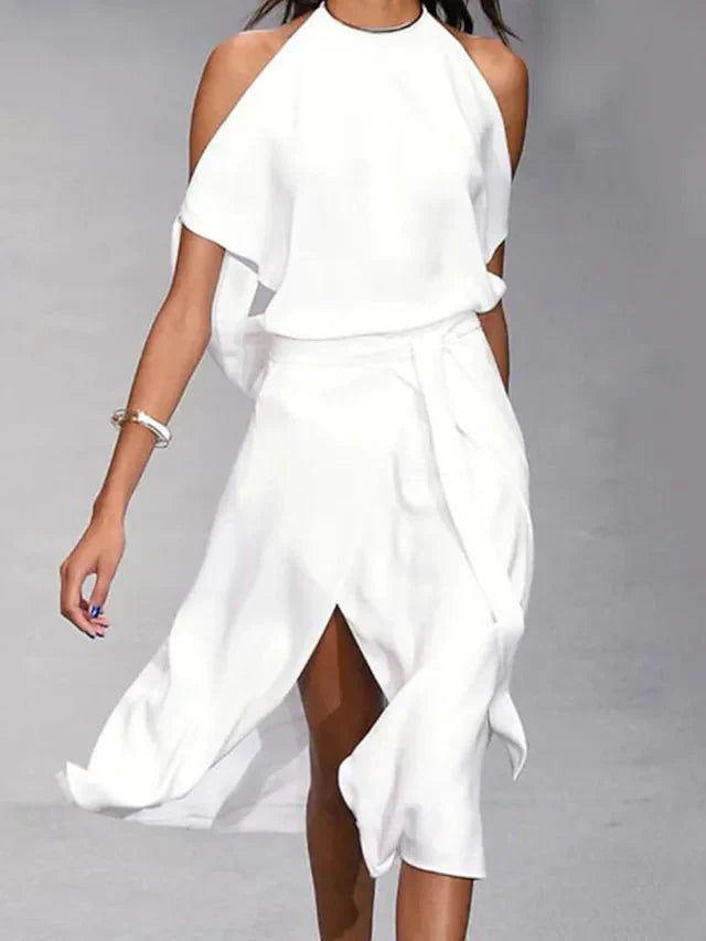 Chic Dress Featuring Stylish Shoulder Cutouts