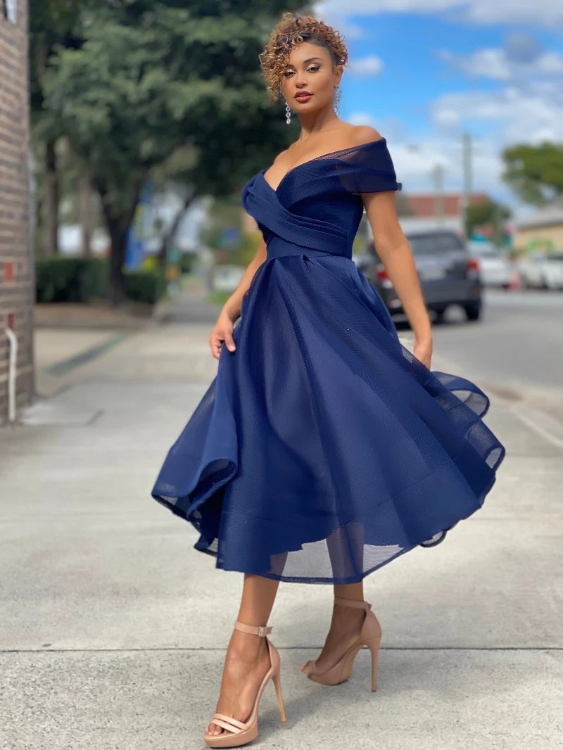 Chic Off-Shoulder Bridesmaid Gown