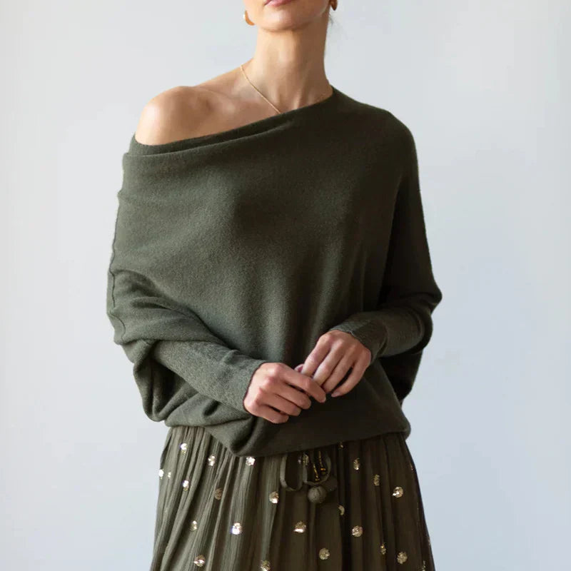 Paulina Asymmetrical Draped Knit Sweater