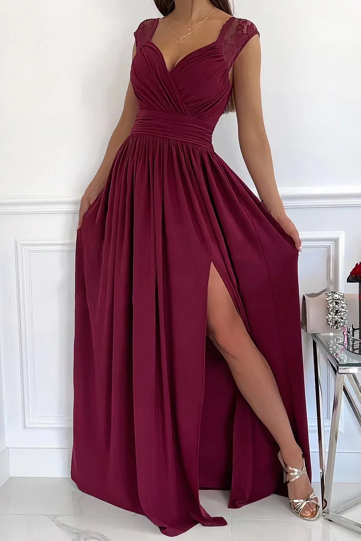 Lace Sleeveless Dress with Hem and Back Cutout Details
