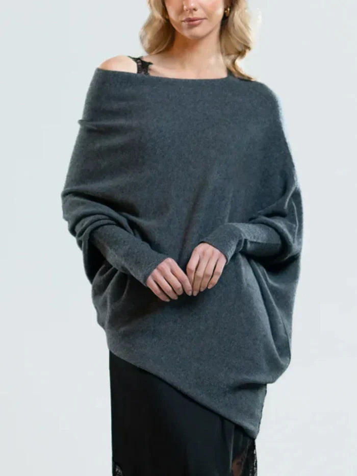 Paulina Asymmetrical Draped Knit Sweater