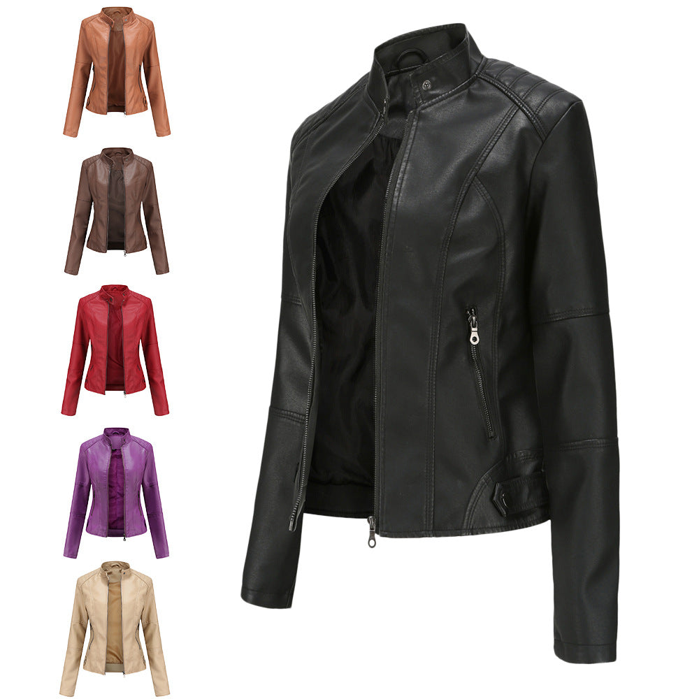 Collar-Free Biker Jacket