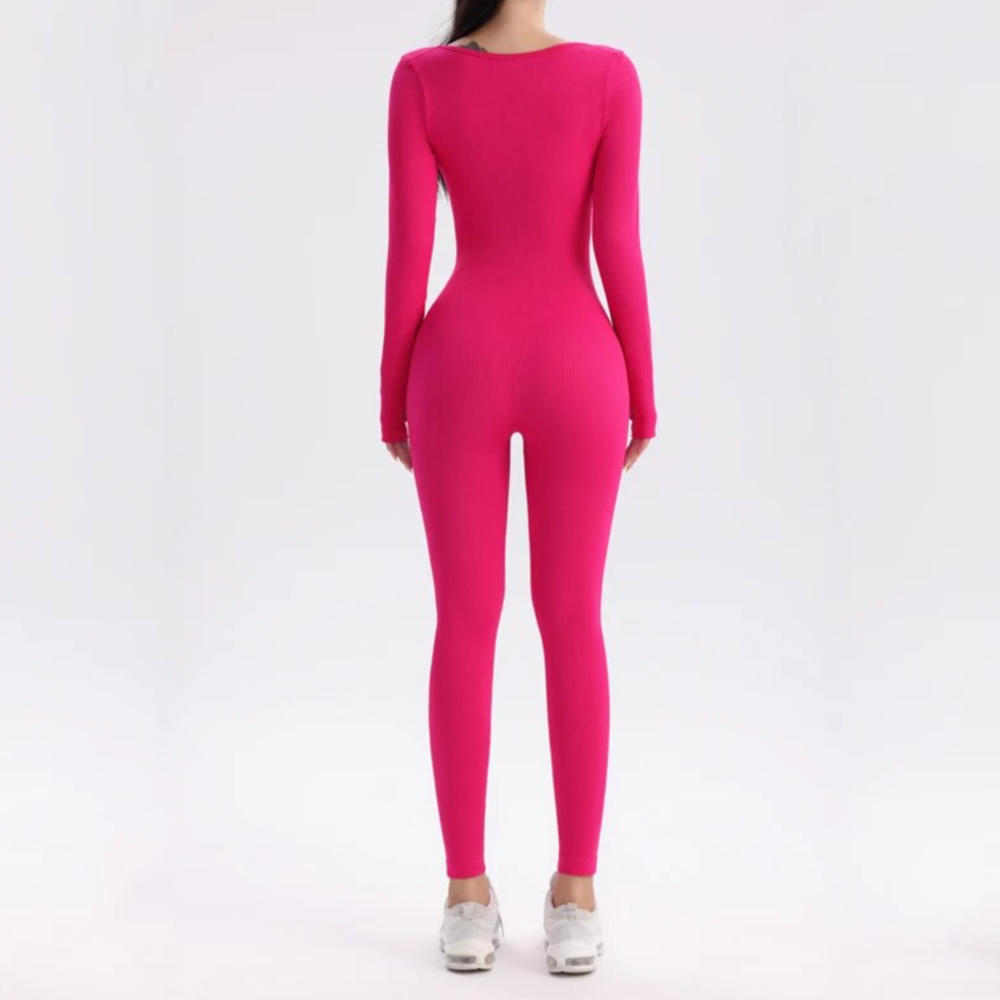 Solid Long Sleeve Active Jumpsuit