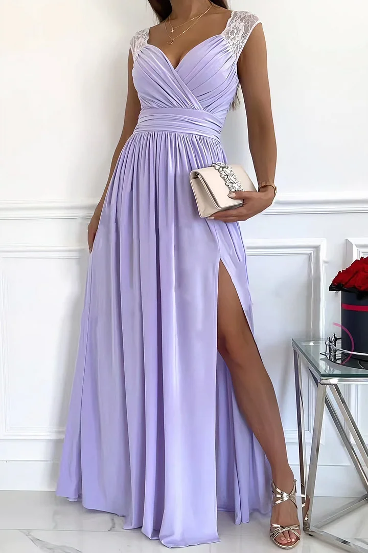 Lace Sleeveless Dress with Hem and Back Cutout Details