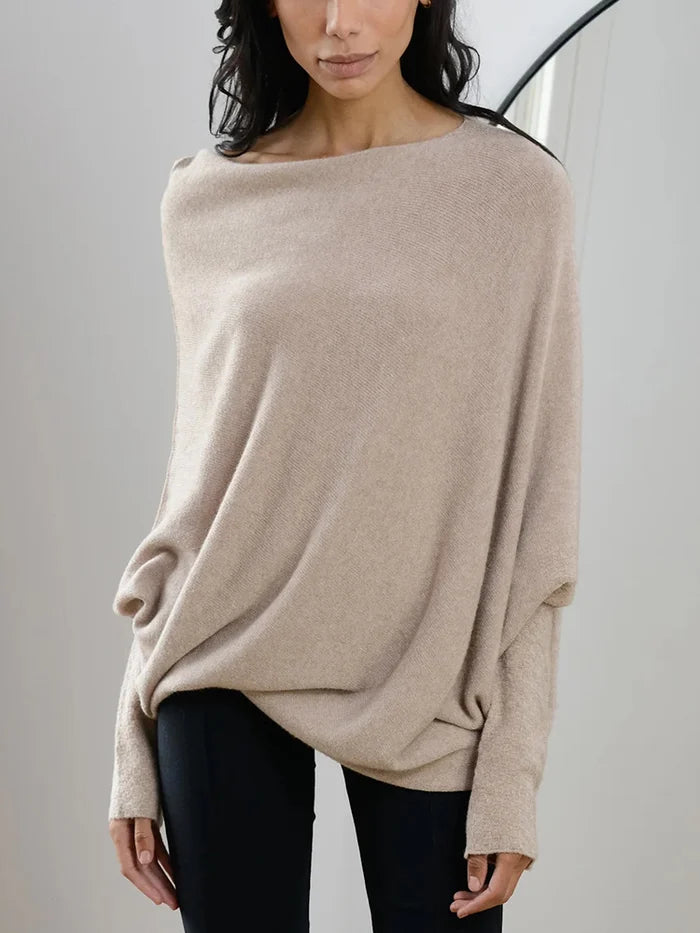 Paulina Asymmetrical Draped Knit Sweater