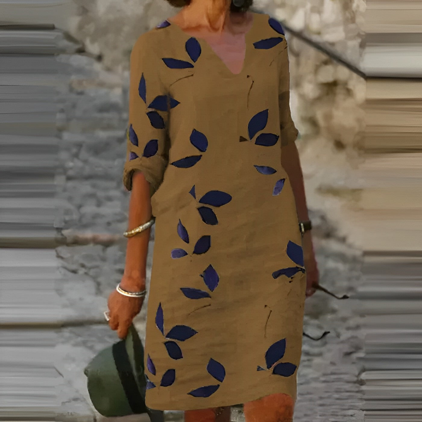 Delightful Leaf Print Summer Dress for Women