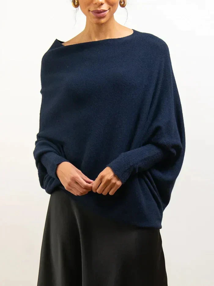 Paulina Asymmetrical Draped Knit Sweater