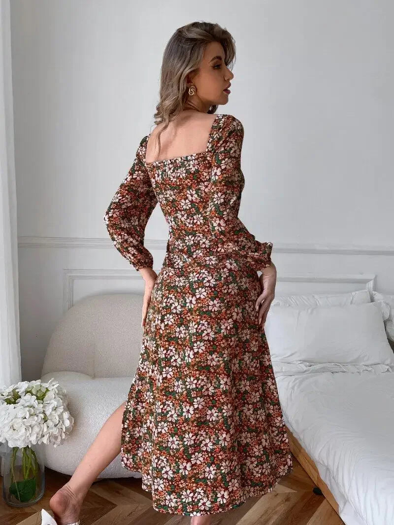 Heart Cutout Floral Dress