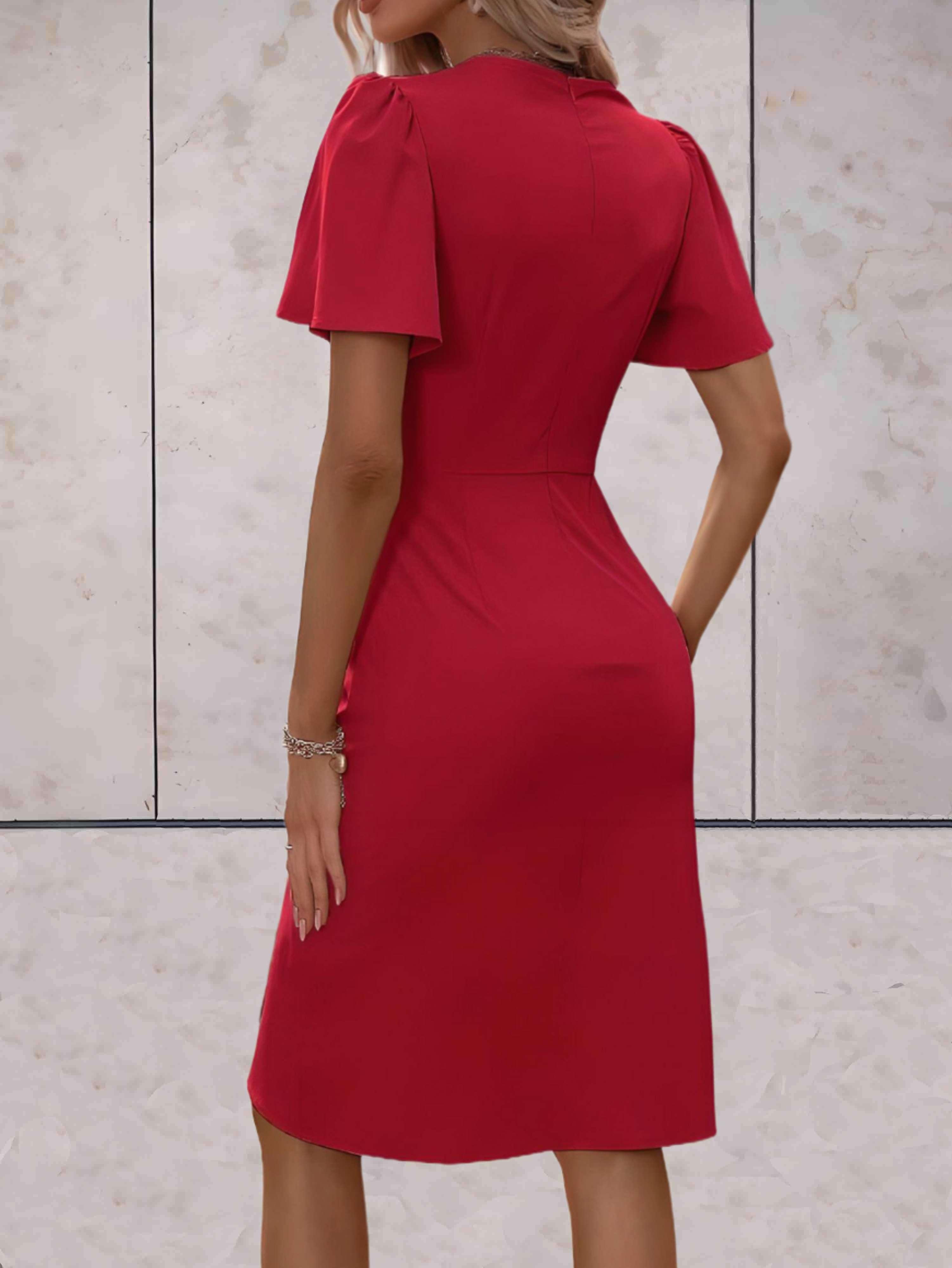 Chic Short Sleeve Wrap Dress