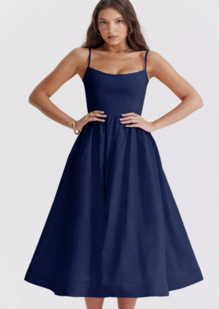 Chic Midi Dress Featuring Elegant Back Lace Detail