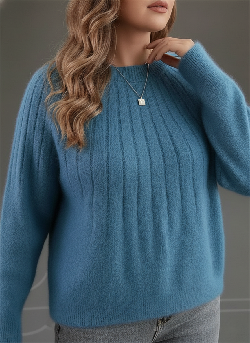Plus Size Women's Cozy Ribbed Knit Sweater