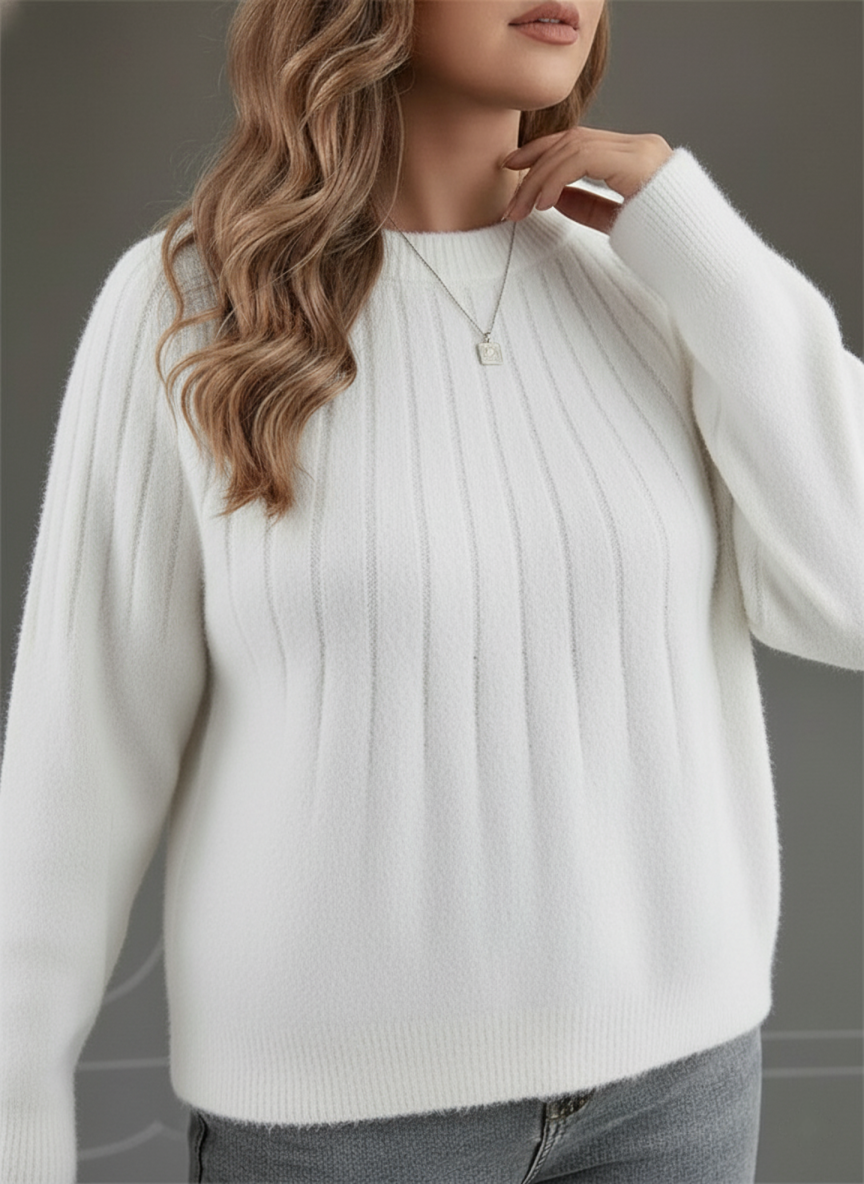 Plus Size Women's Cozy Ribbed Knit Sweater