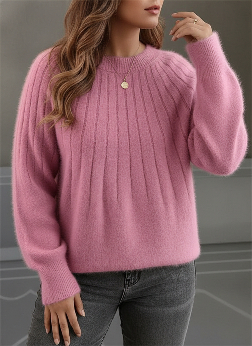 Plus Size Women's Cozy Ribbed Knit Sweater
