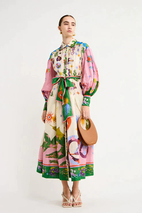 Vintage-Inspired Long Printed Dress