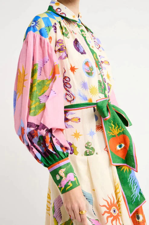 Vintage-Inspired Long Printed Dress