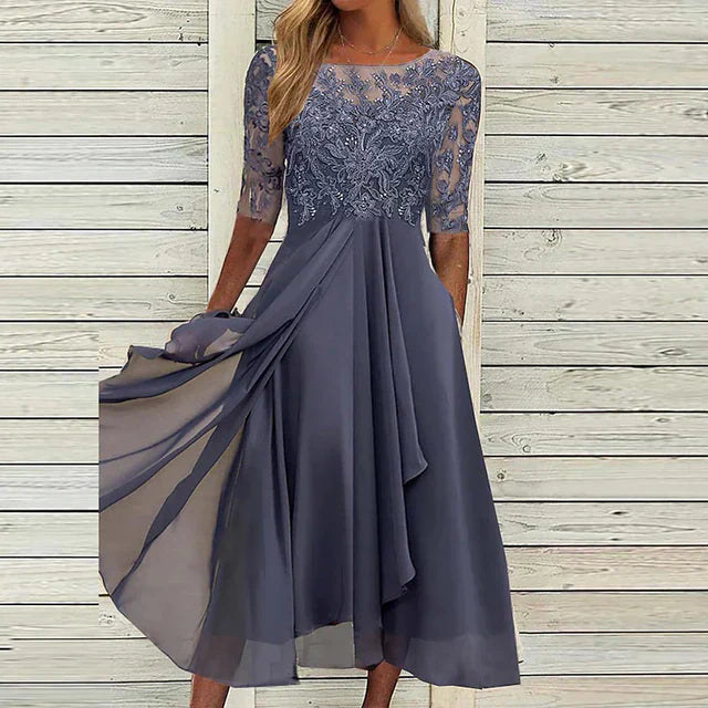 Helma Navy Blue Evening Gown