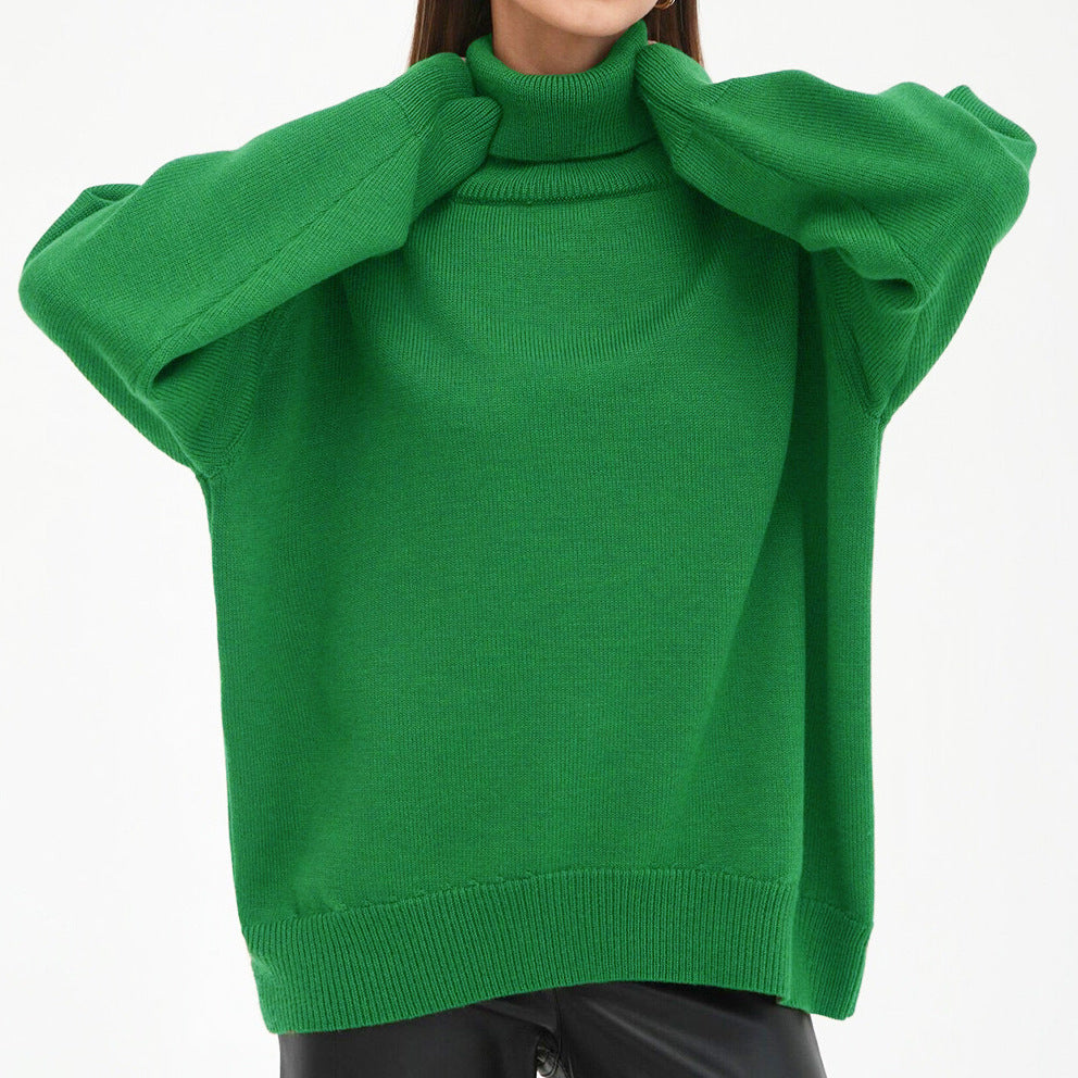 Cozy Oversized Turtleneck Knit Sweater for Women