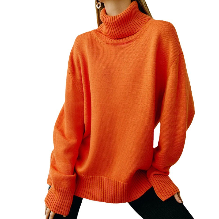 Cozy Oversized Turtleneck Knit Sweater for Women