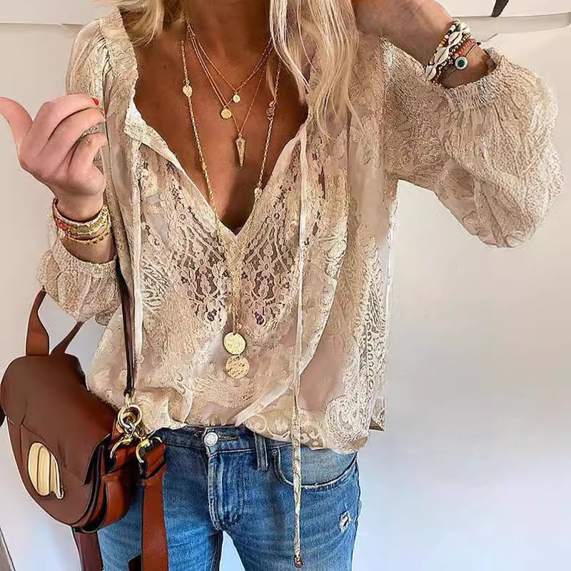 Lace-Trimmed Women's Blouse