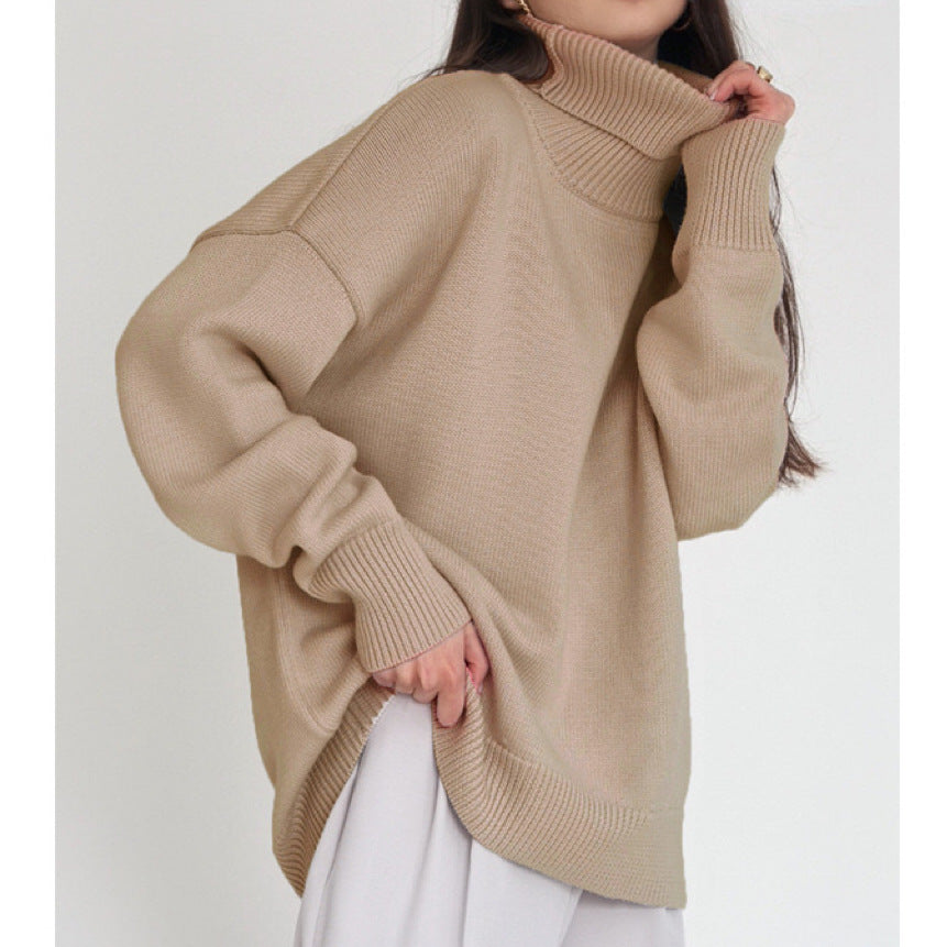 Cozy Oversized Turtleneck Knit Sweater for Women