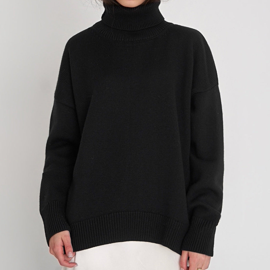 Cozy Oversized Turtleneck Knit Sweater for Women