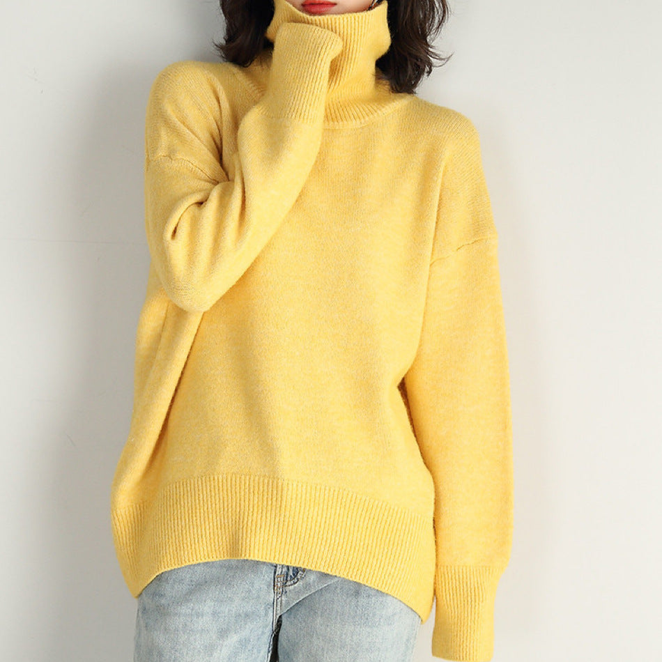 Cozy Oversized Turtleneck Knit Sweater for Women