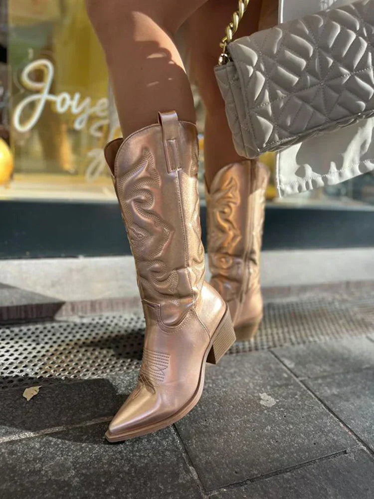 Chic Metallic Western Boots