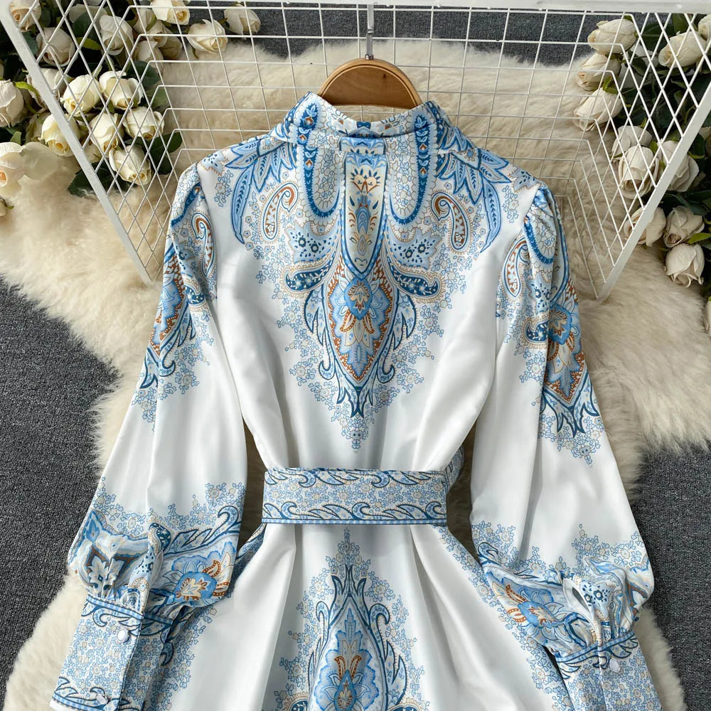 Floral A-Line Dress with Belted Waist