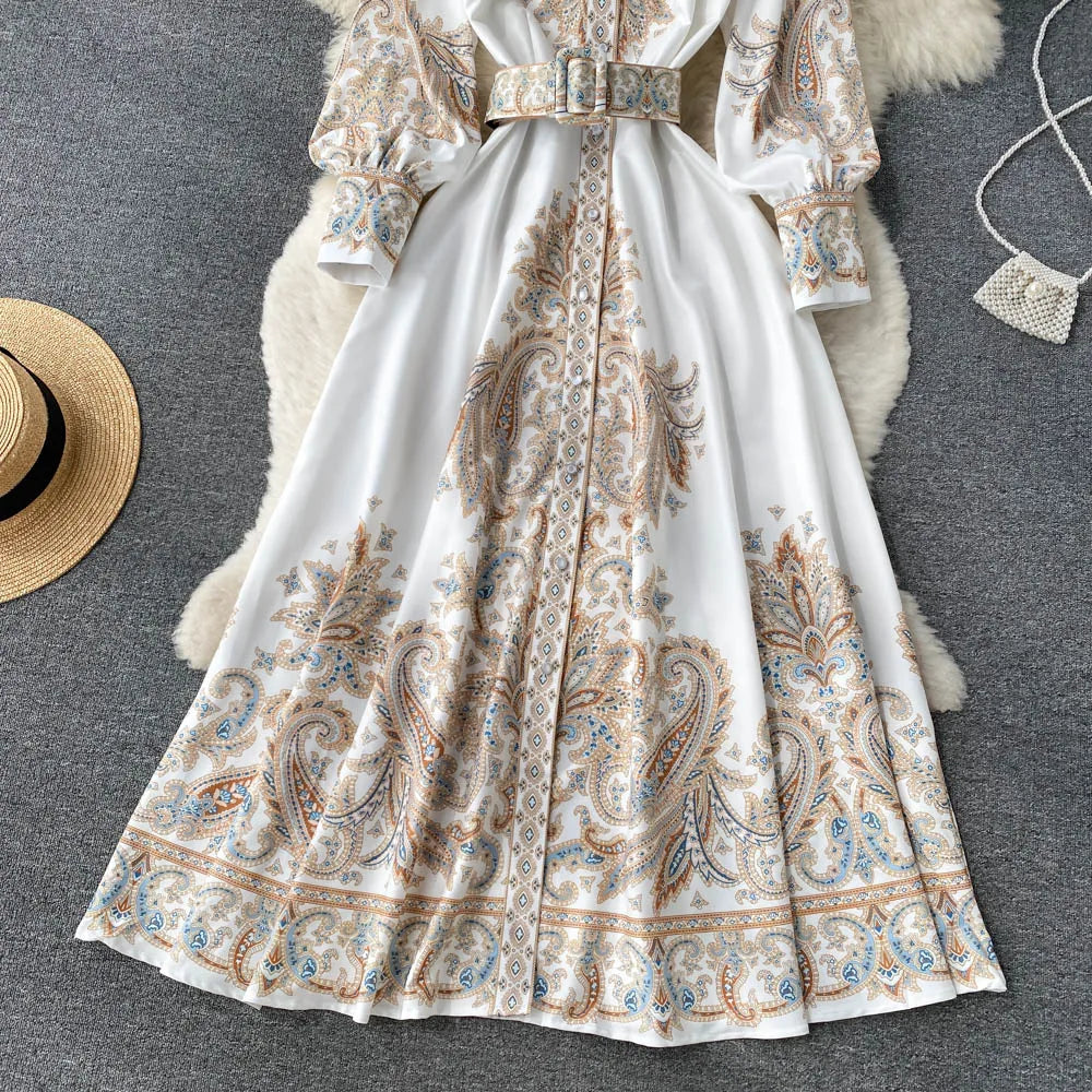 Floral A-Line Dress with Belted Waist