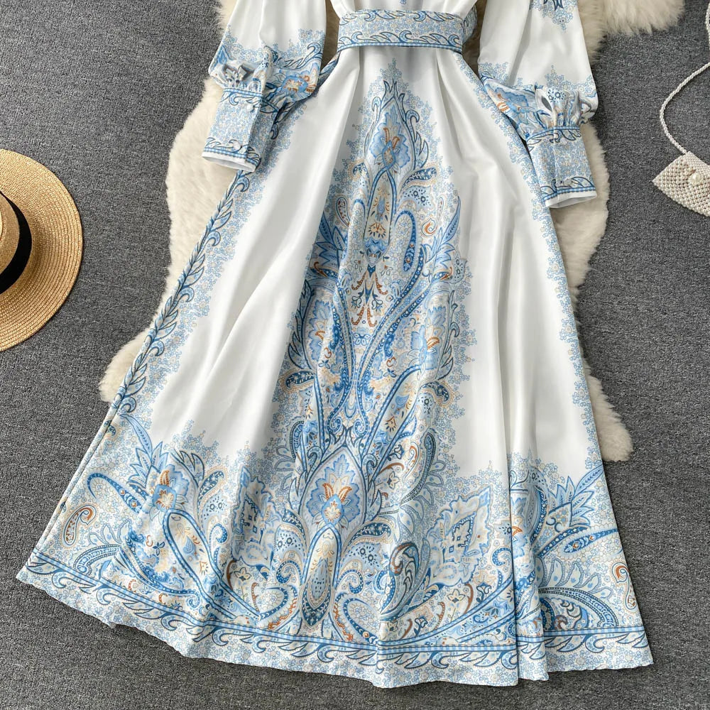 Floral A-Line Dress with Belted Waist
