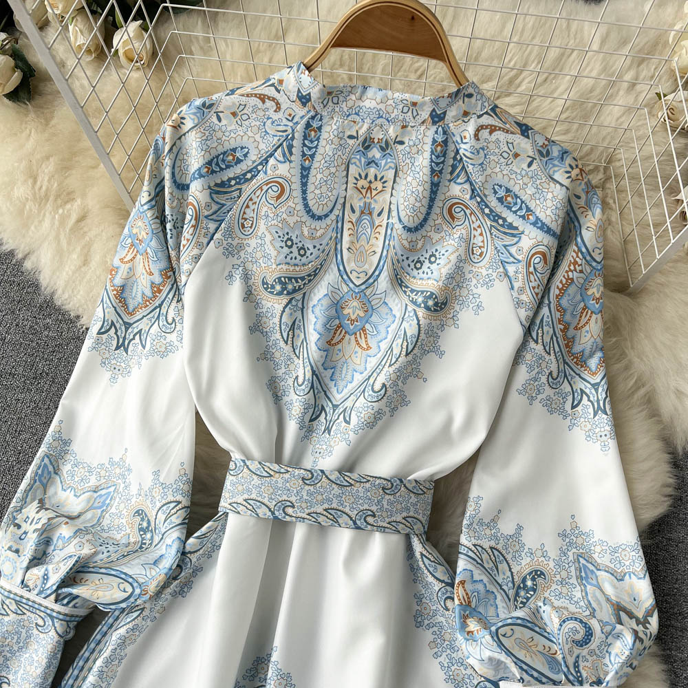 Floral A-Line Dress with Belted Waist
