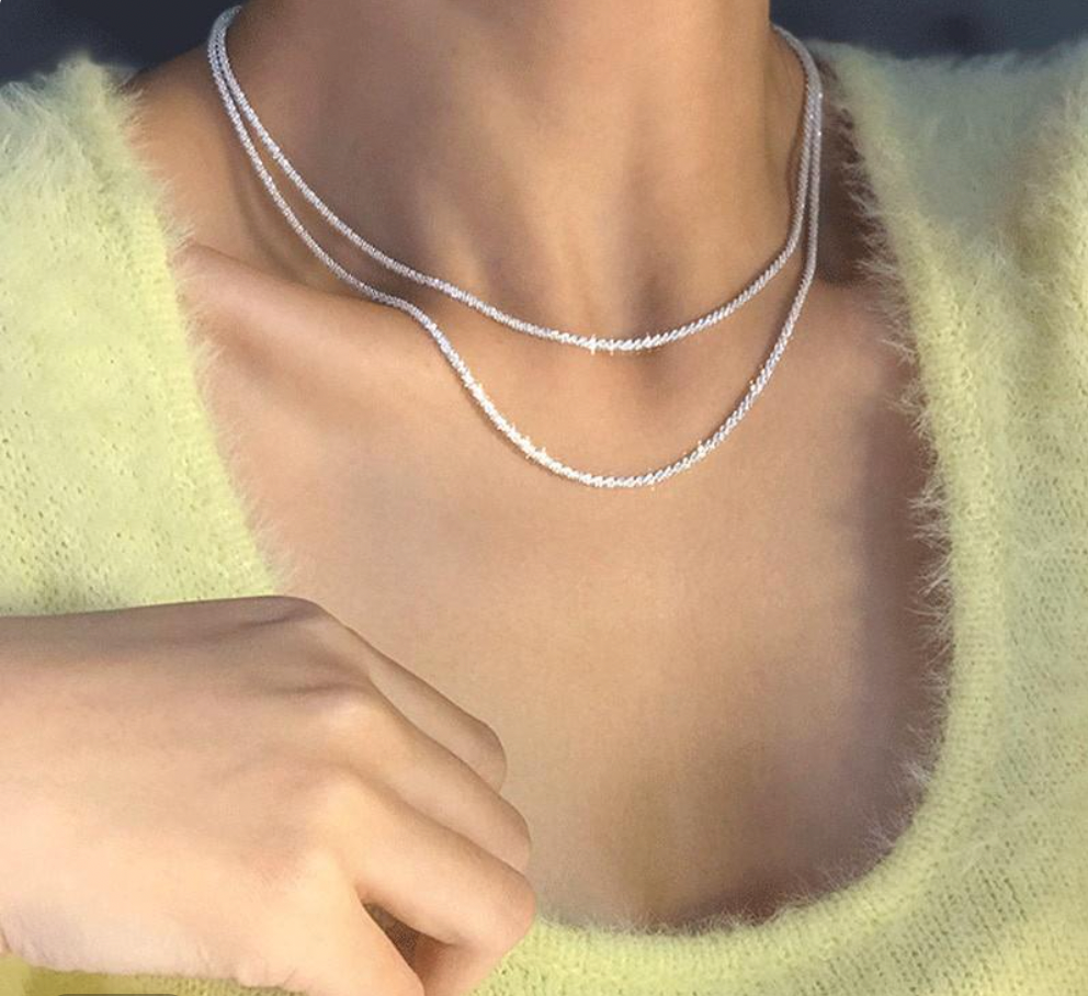 Celestial-Inspired Elegant Silver Double Chain Necklace for Women