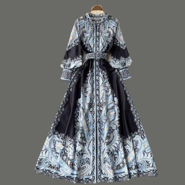 Floral A-Line Dress with Belted Waist