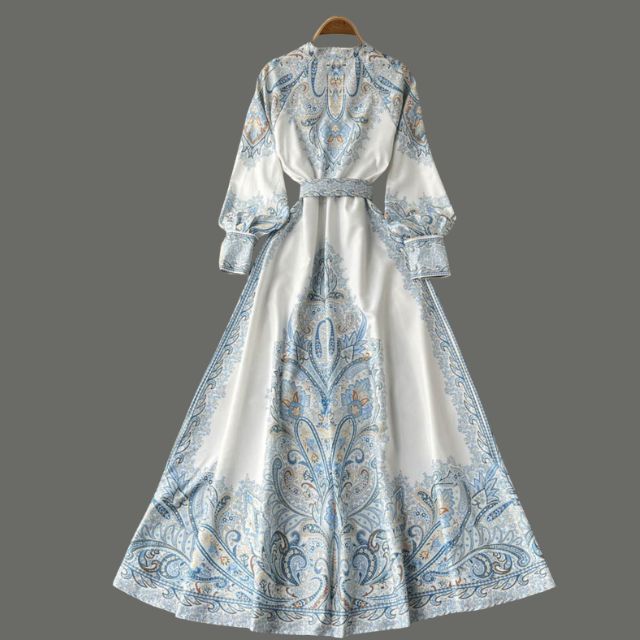 Floral A-Line Dress with Belted Waist