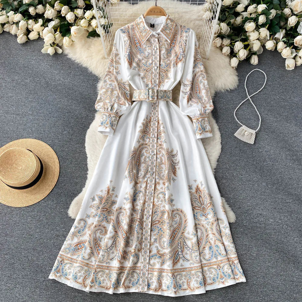 Floral A-Line Dress with Belted Waist
