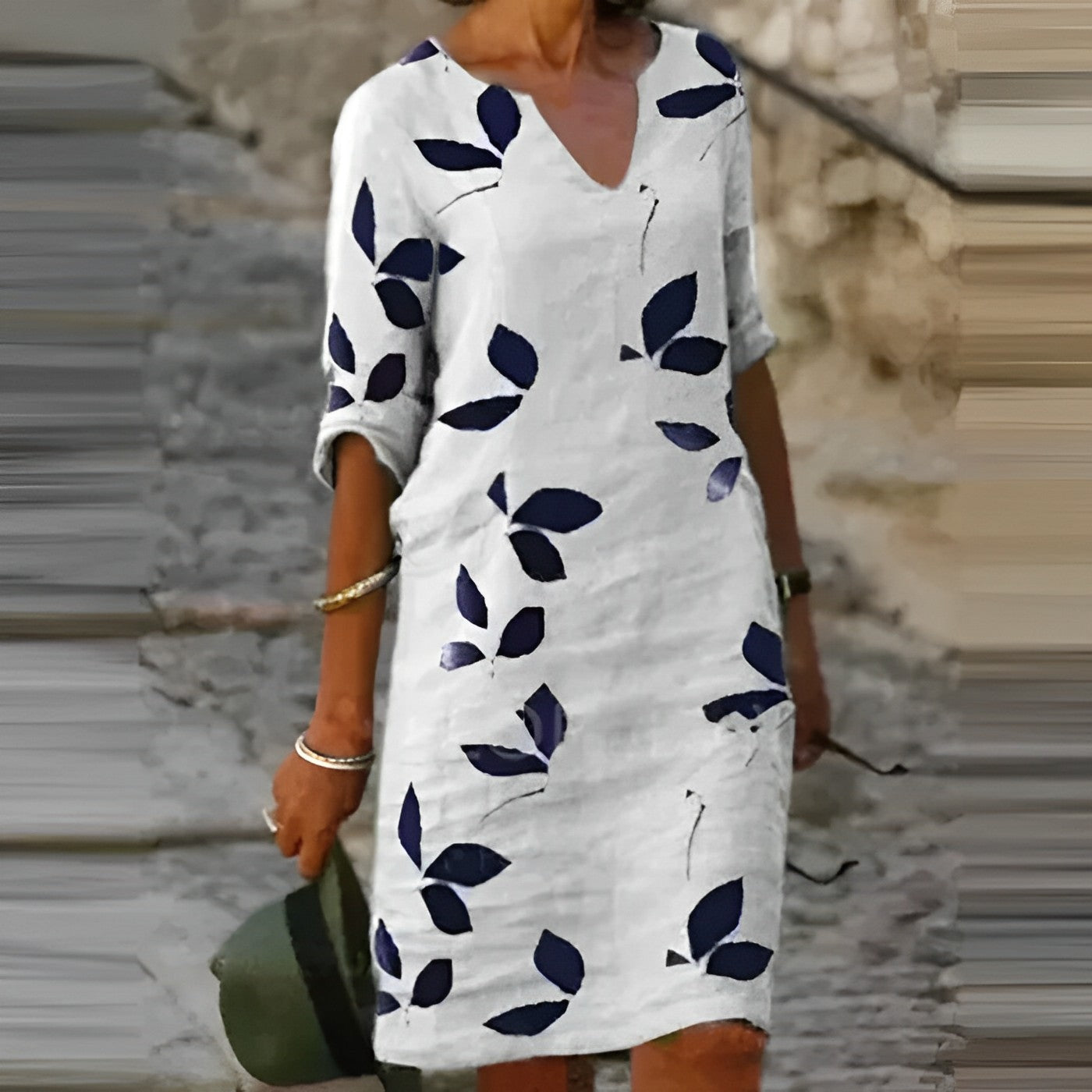 Delightful Leaf Print Summer Dress for Women