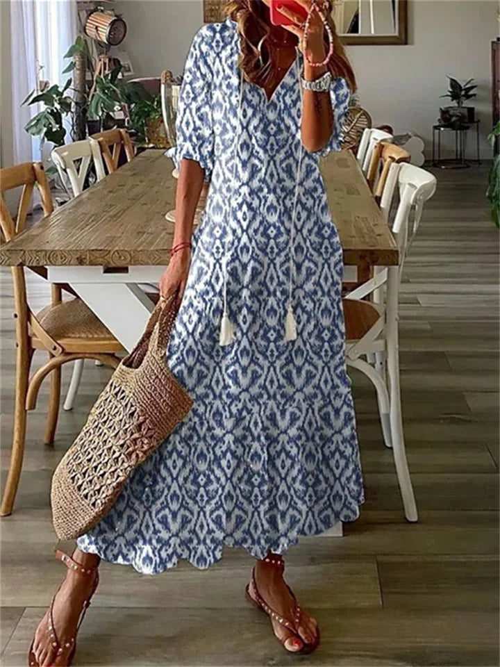 Chic Floral V-Neck Maxi Dress
