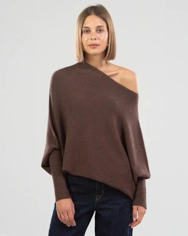 Paulina Asymmetrical Draped Knit Sweater
